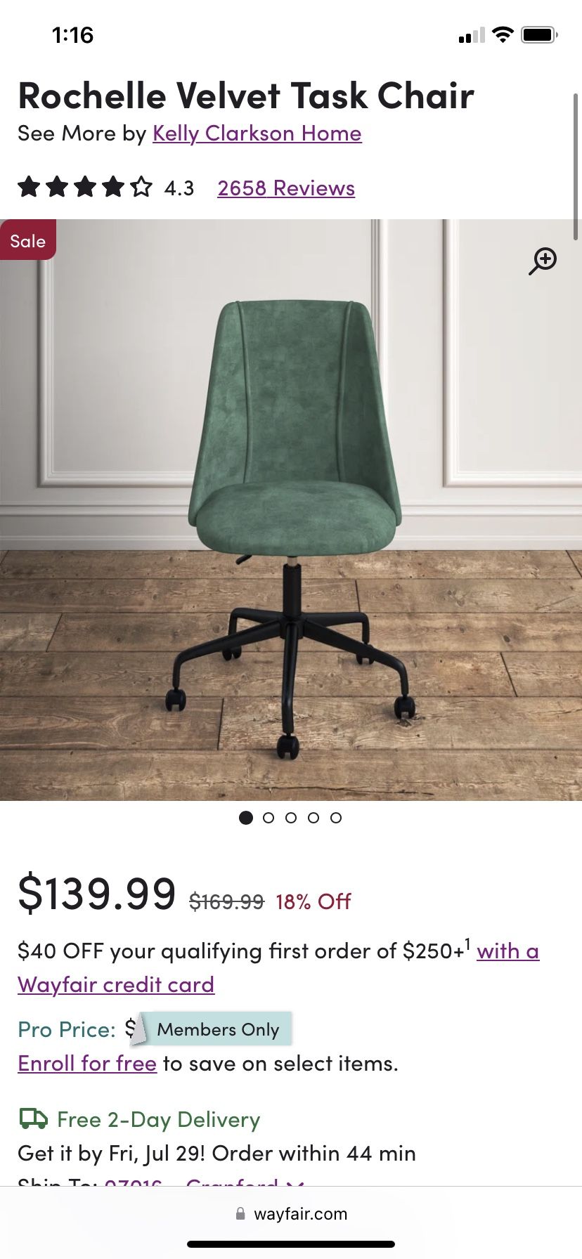 Velvet Desk Chair