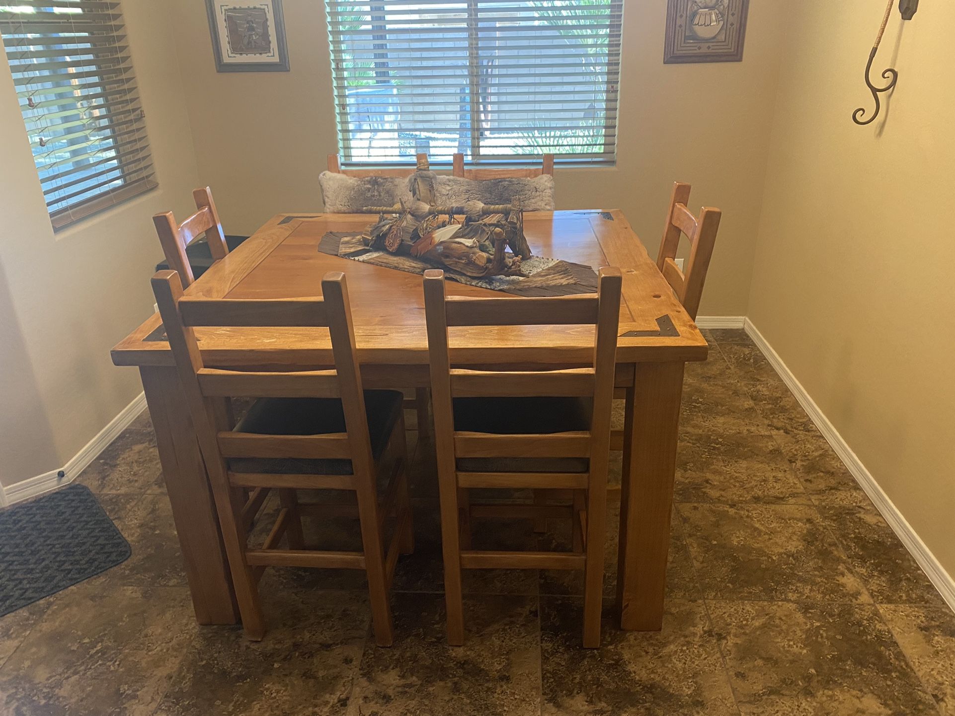 MOVING, MUST SELL - High Top Kitchen Table Set W/6 Chairs