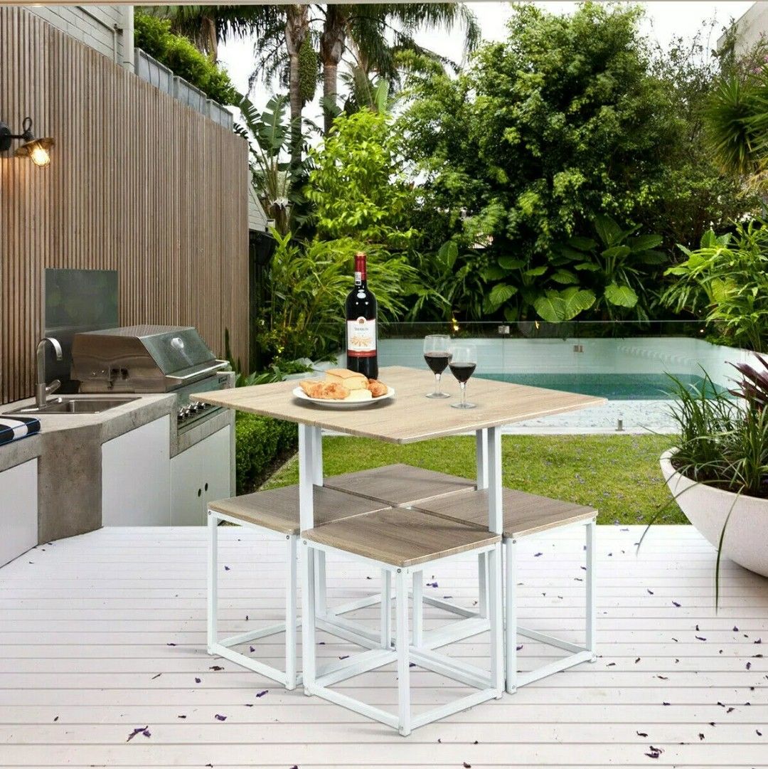 5 pcs Dining Table And Chairs Set Compact Space Bar Social family dinners