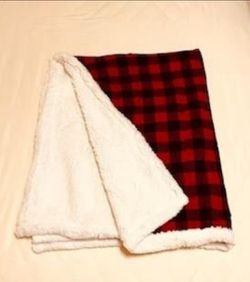 Red Buffalo Plaid Sherpa Throw TV Blanket W/Carrying Bag, 50"x60", Super Soft Warm Comfy Plush Fleece Bedding Couch Cabin Throw Blanket With Bag Thumbnail