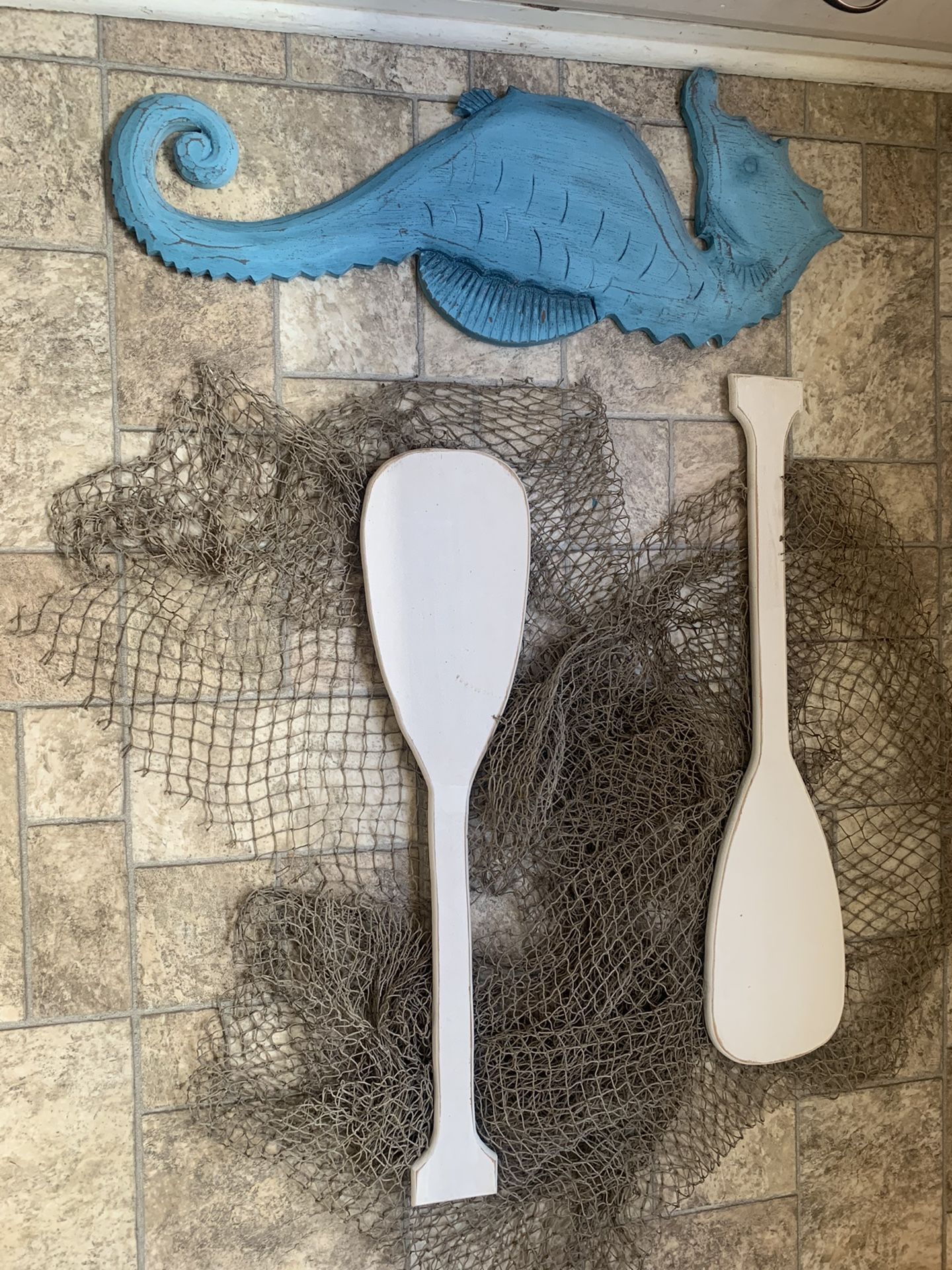 Nautical Theme Paddles, Seahorse & Fishnet