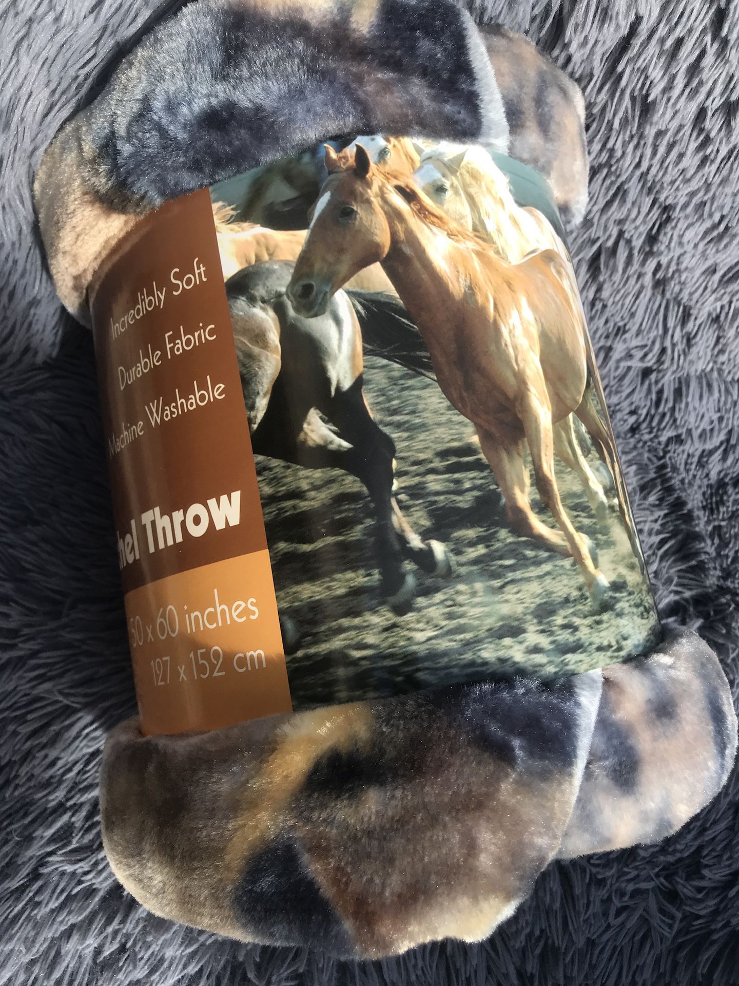 Blanket Royal Plush Raschel Blanket Soft throw horse 50" x 60" / 127x152cm