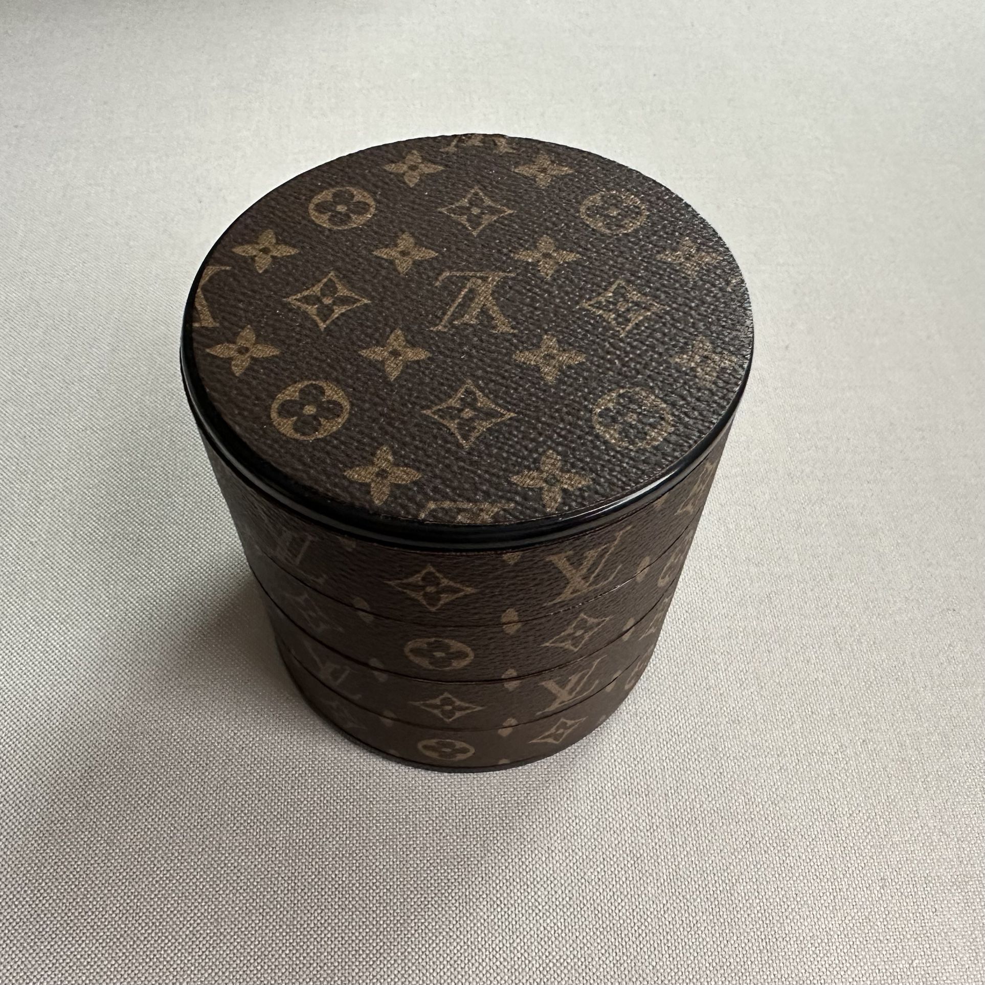 Louis Vuitton Jewelry Box Cylinder, Rotating Shelves, 4-Tier, With Mirror