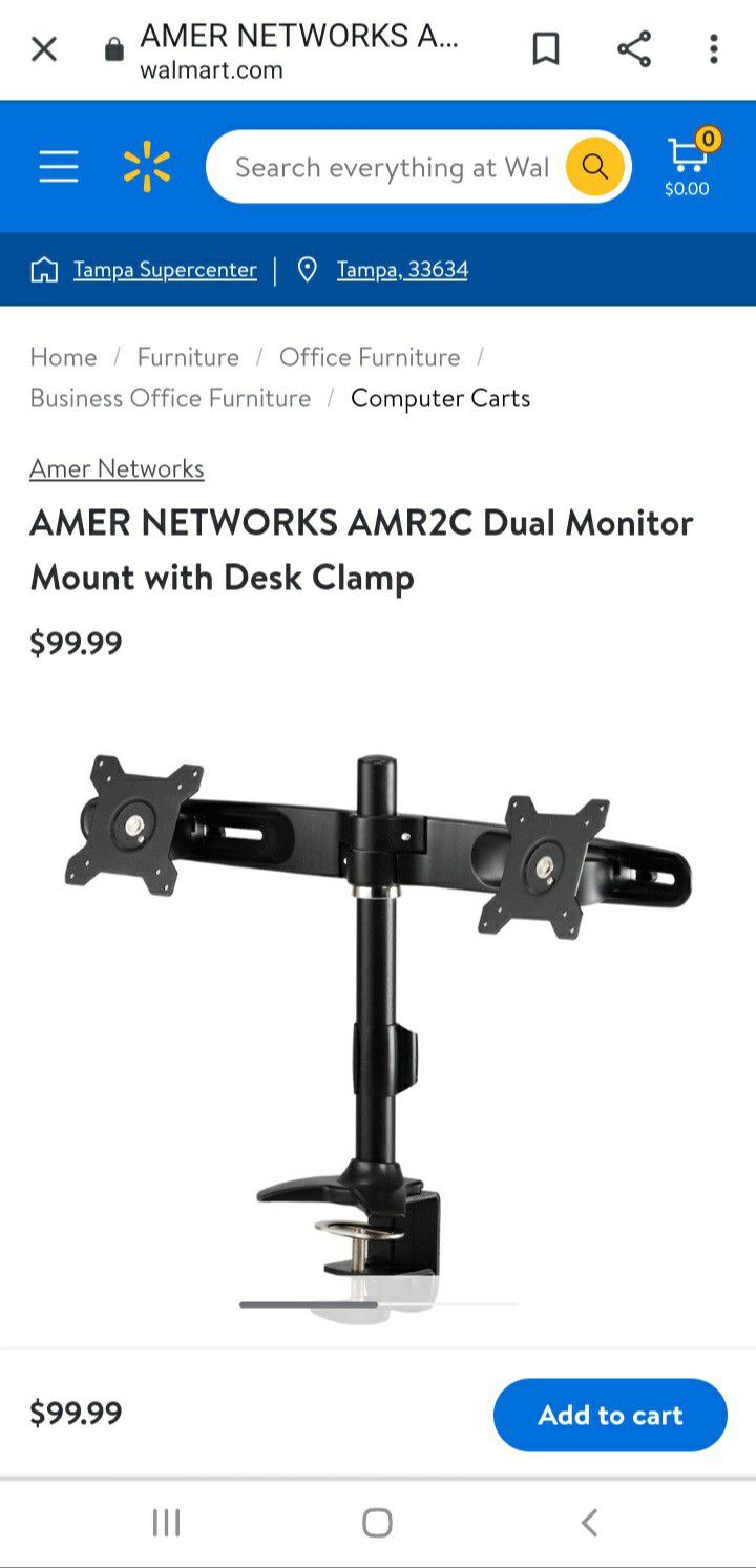Brand New Dual Monitor Stands - Desk Clamp Base
