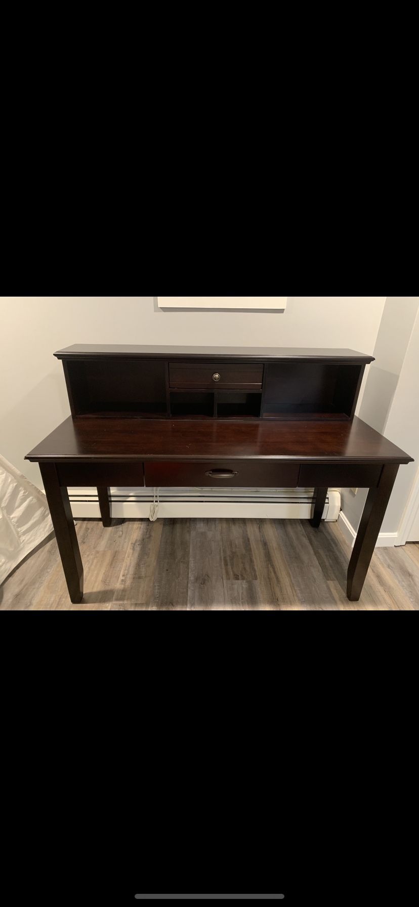 Cherry Wood Desk With Leather Chairs