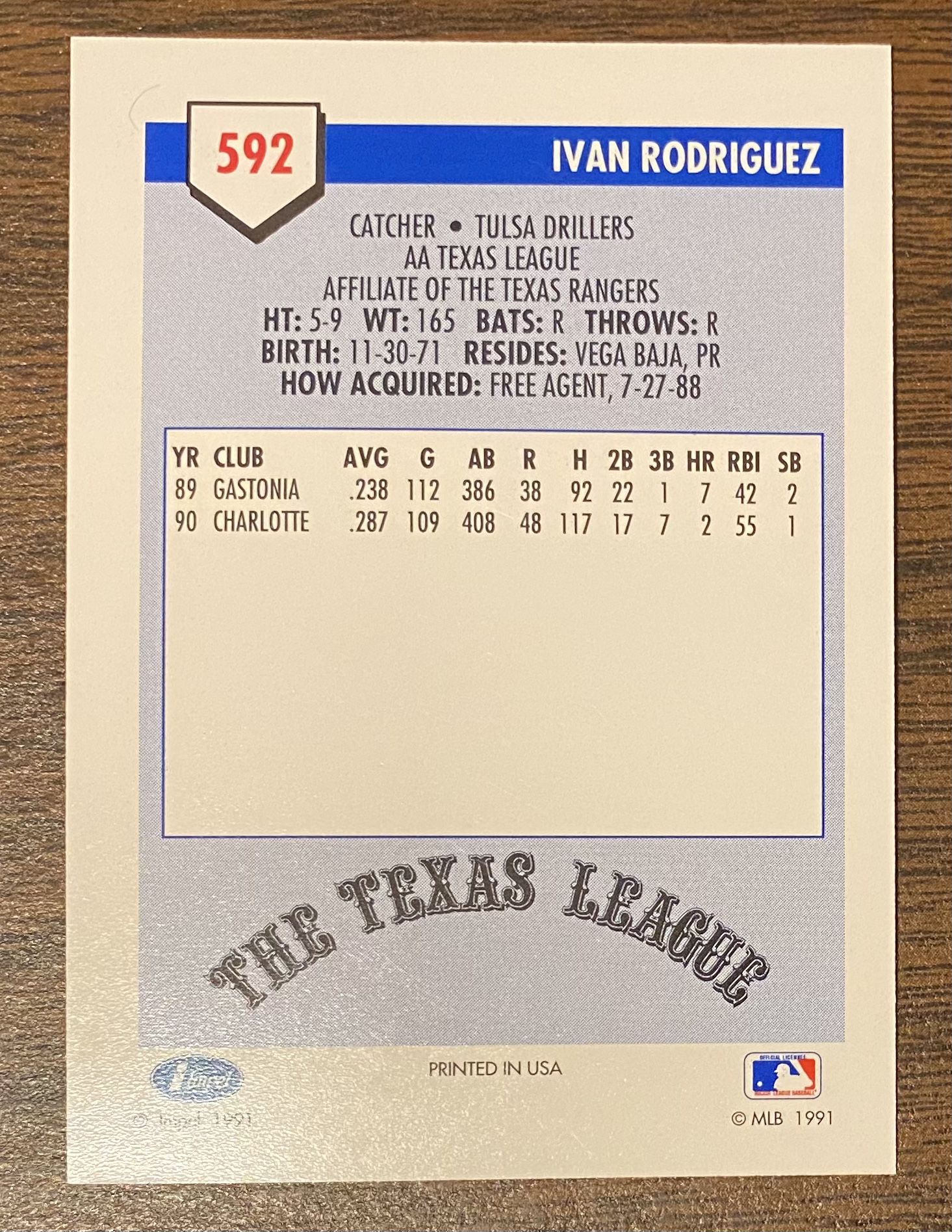 LOT OF 3 IVAN “PUDGE” RODRIGUEZ 1991 MINOR LEAGUE ROOKIE BASEBALL CARDS HOF x 3 