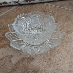 Vintage antique 2 Piece Crystal glass Candy Candy Dish Bowl Vase Bundle  Thumbnail