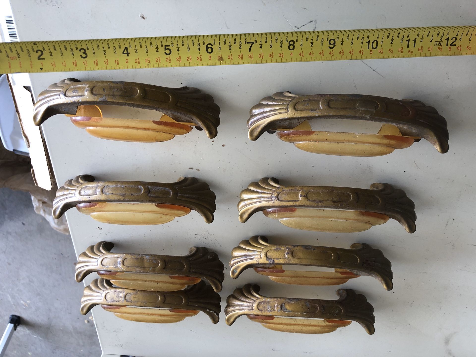 Antique Waterfall Dresser Brass Bakelite Handles