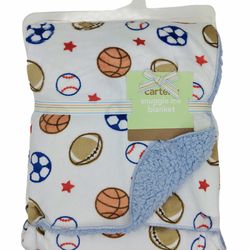 NEW RARE Carters Snuggle Me Sherpa Soft Comfy Blanket Sports Baseball Football Thumbnail