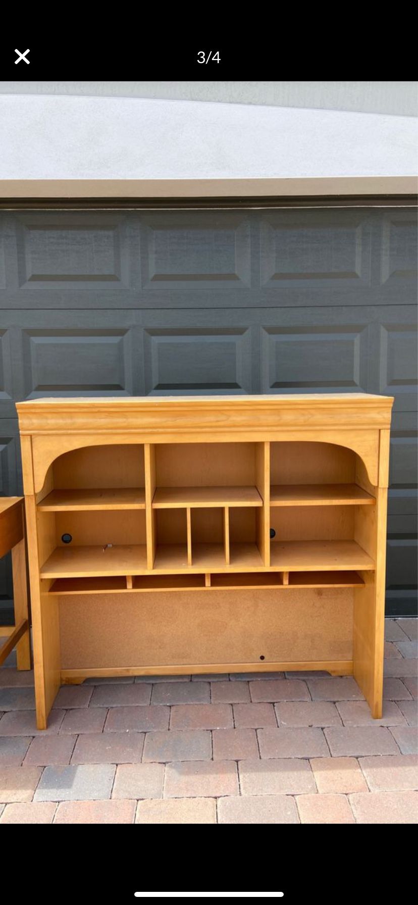 Stanley solid maple computer desk with hutch and chair