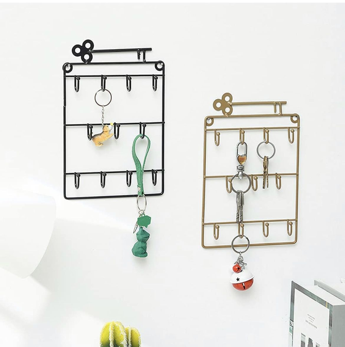 Feilifan Key Rack,Decorative Wall Mounted Holder with 11 Key Hook Key Rack Holder Organizer Metal Key Holder