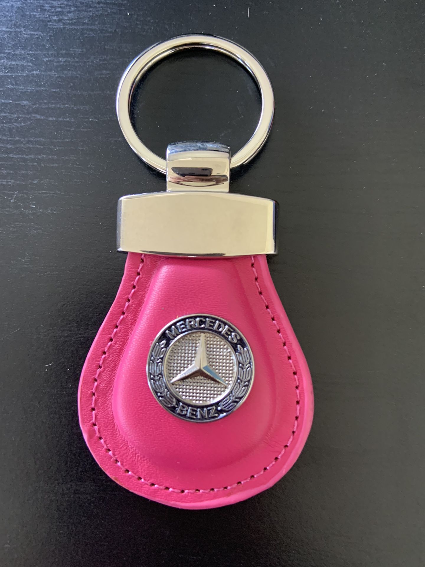 Leather Chrome Keychain - Mercedes Benz
