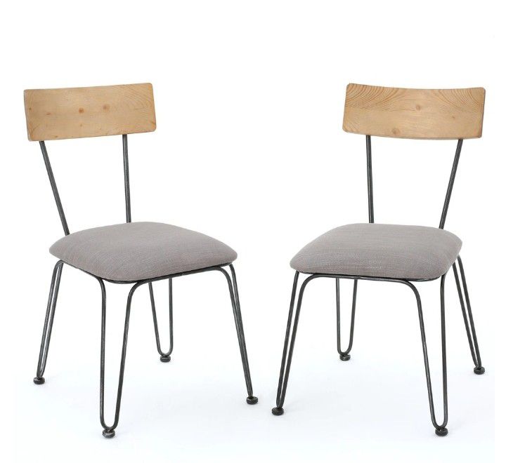 Set of 2 Metal Frame Cushioned Chair for Dining Area