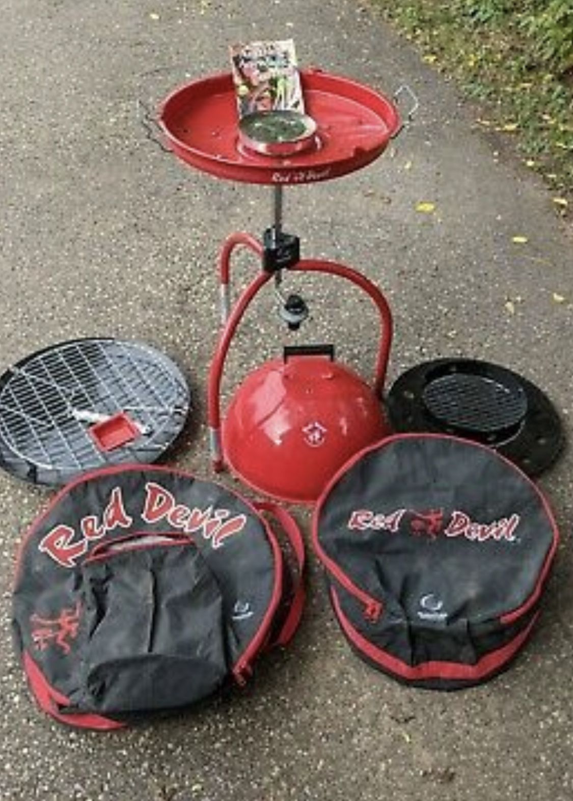 Vintage 1990 Red Devil Portable Outdoor Kitchen Grill BBQ Cooker Never