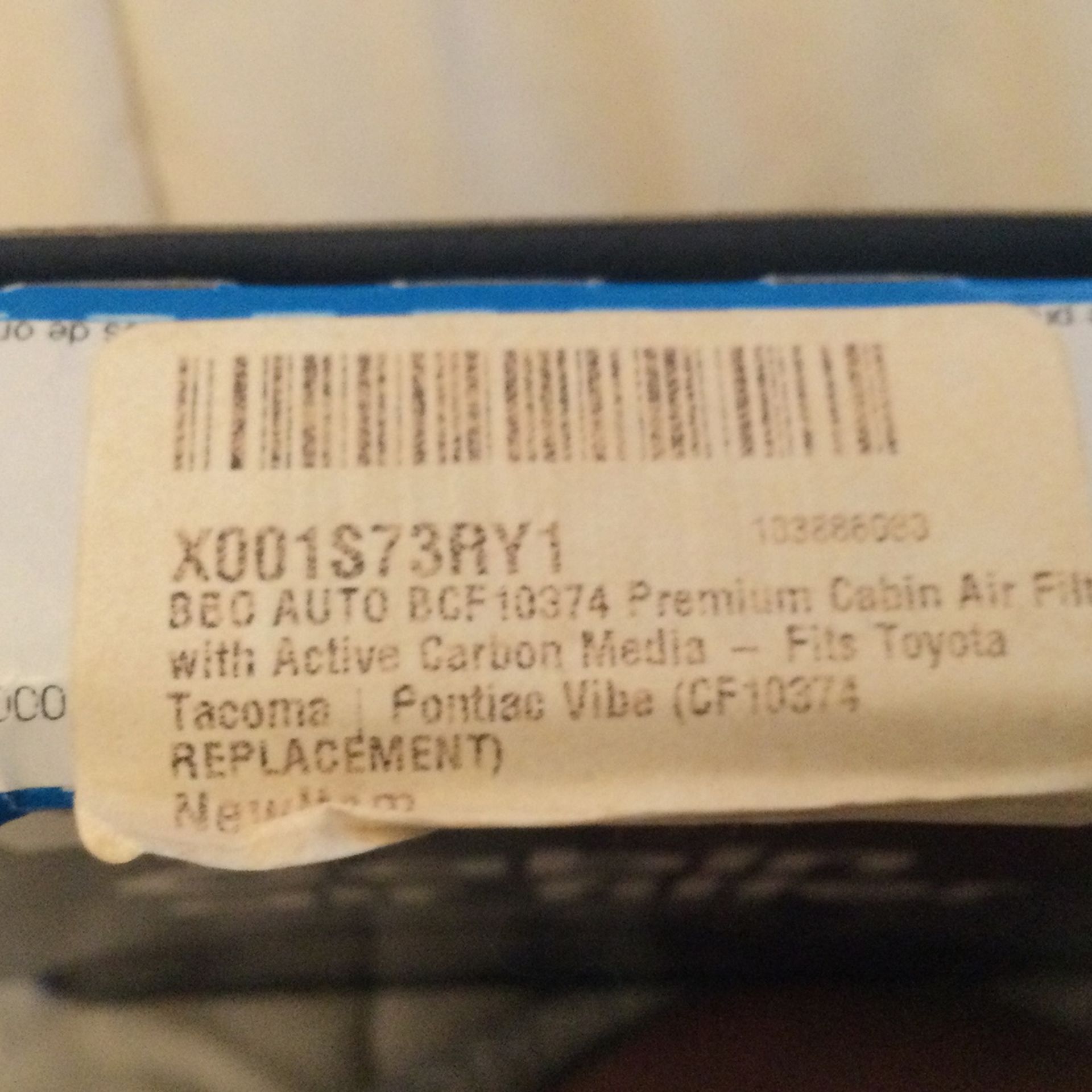 “New” In Box: Cabin Air Filter for Toyota Tacoma