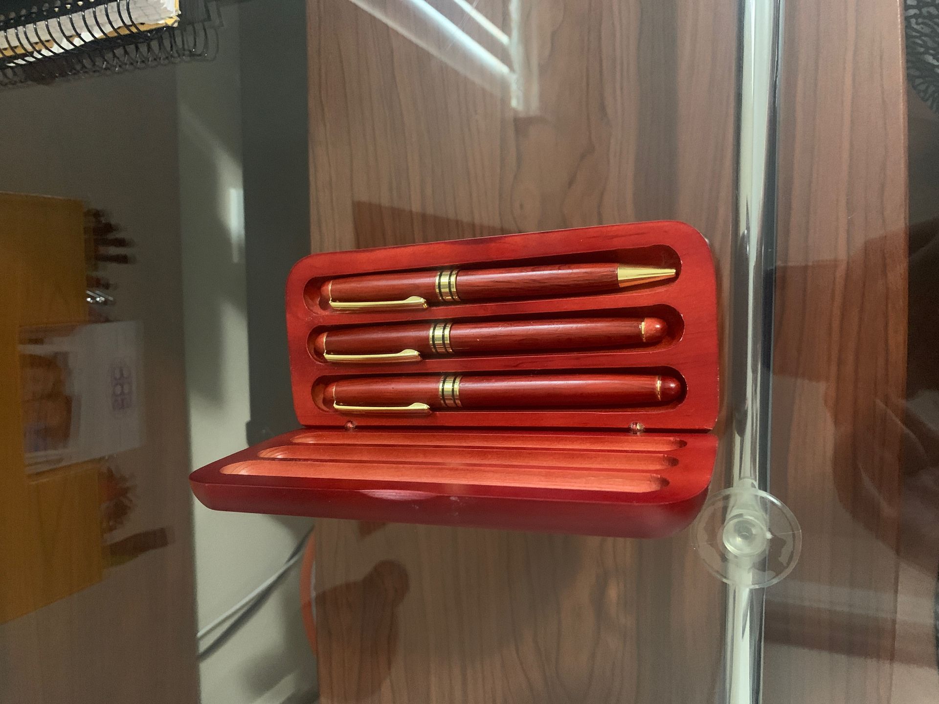 Rosewood Pen Set - Gel, Ballpoint, and Fountain Pen - With Rosewood Case