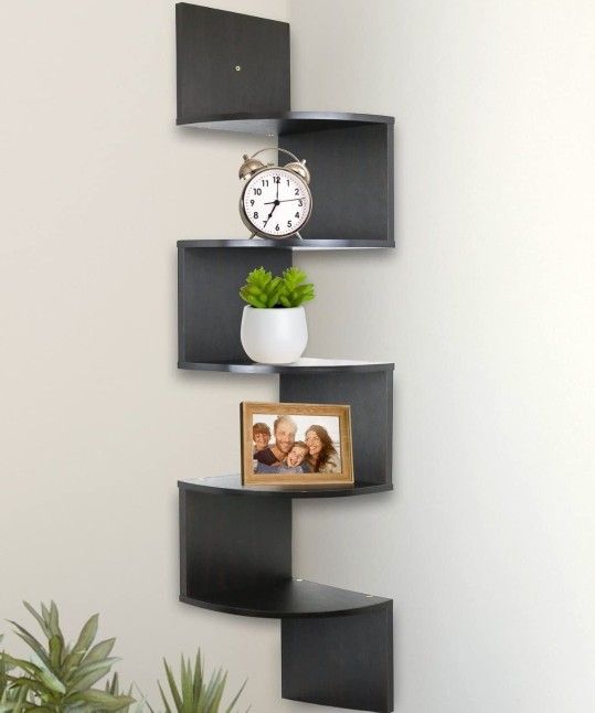 5 Tier Wall Mount Corner Shelves, Home Decor Hanging Shelves