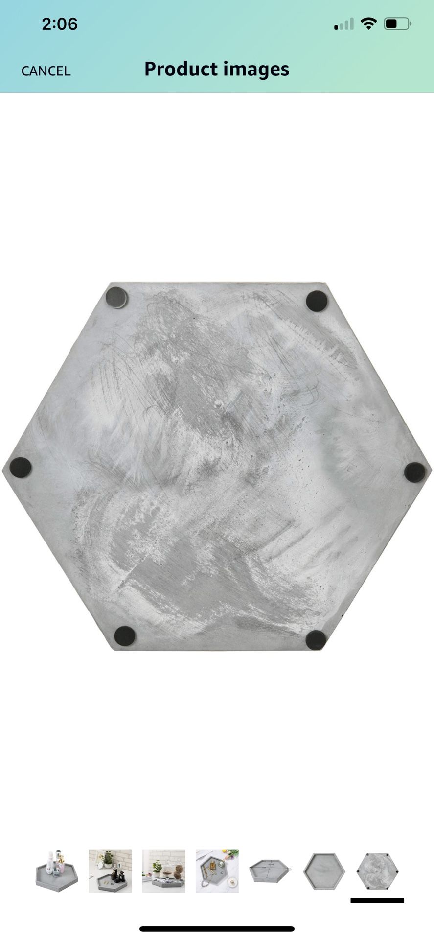 MyGift Modern Gray Concrete Hexagonal Decorative Display Bathroom Vanity Tray
