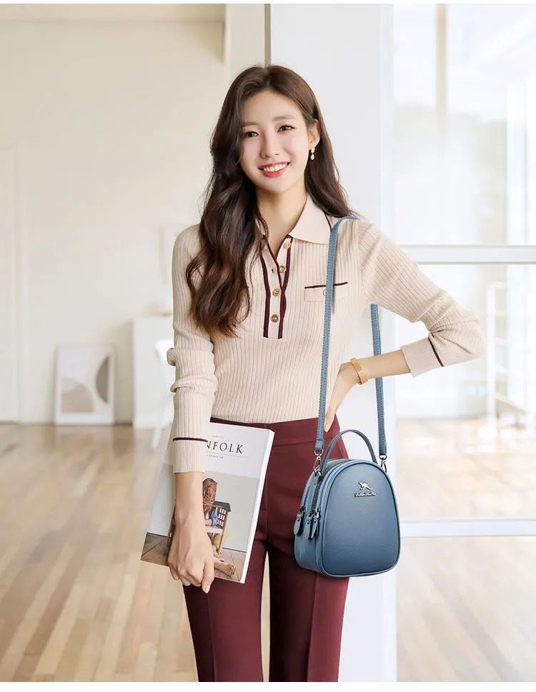Brand new genuine leather small bag all-match three-layer shoulder bag