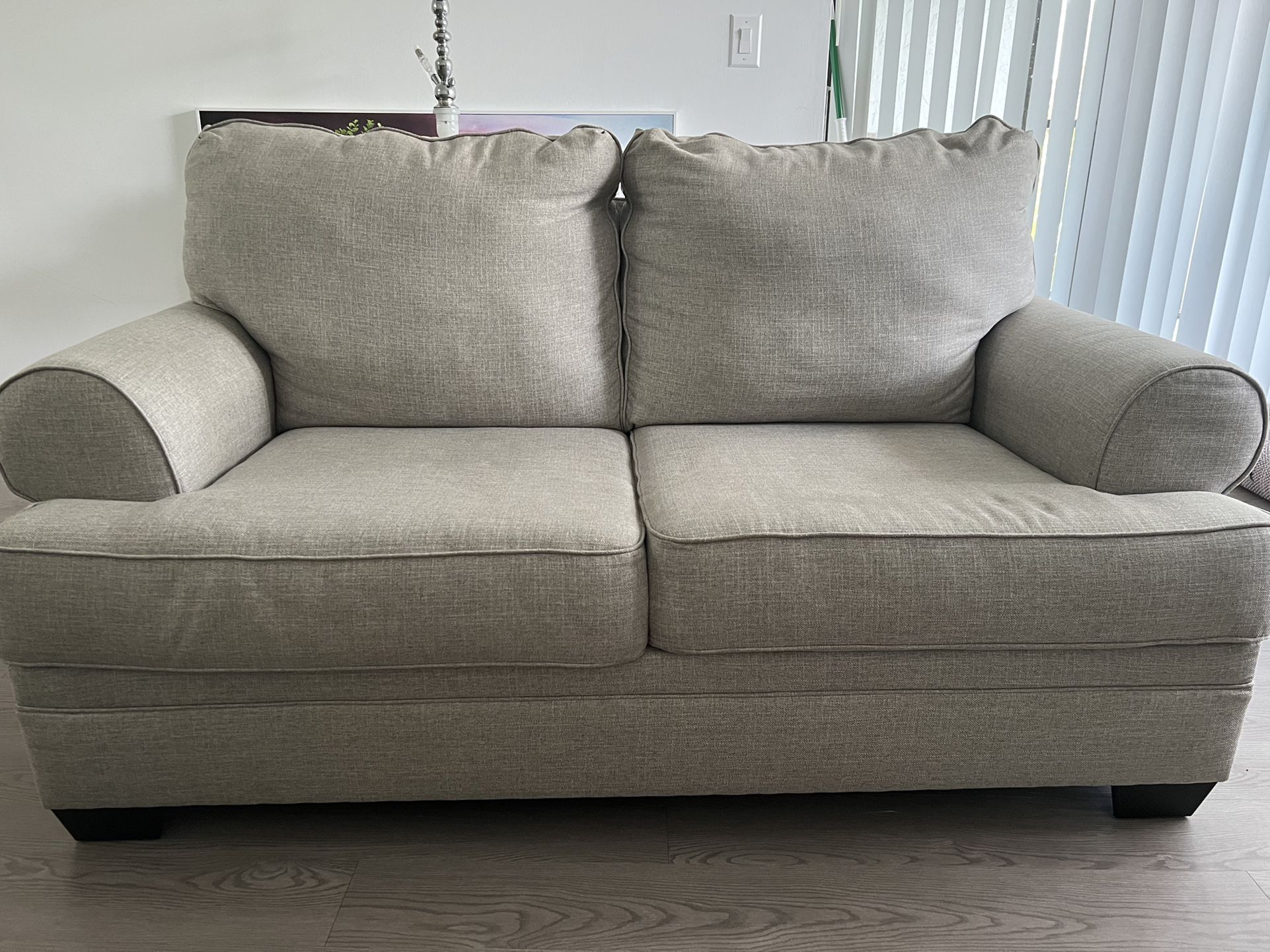 Grey Love Seat And Three Seater 