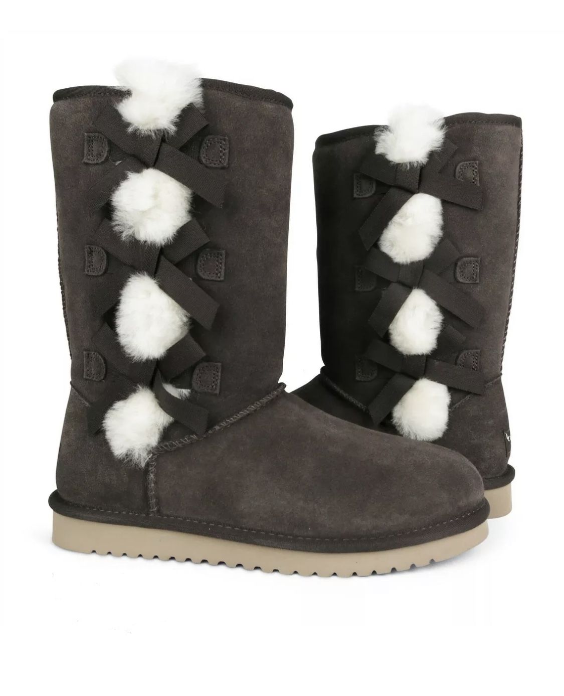 UGGs Koolaburra - Victoria Tall Suede Fur Boots Stone Gray Women Sz8 New In Box