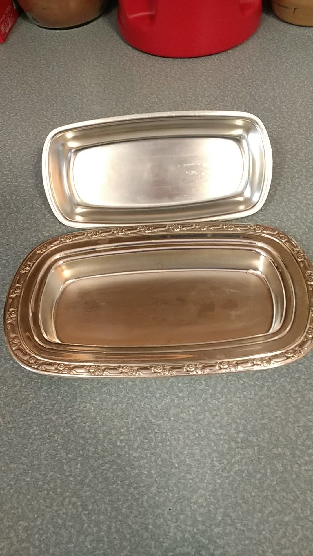 Vintage Oneida Silversmiths 3 Piece Butter Dish