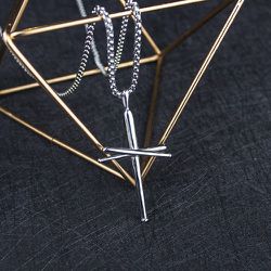 "Punk rivet nail cross couple pendant necklace for women/men, N90201P218
 Thumbnail