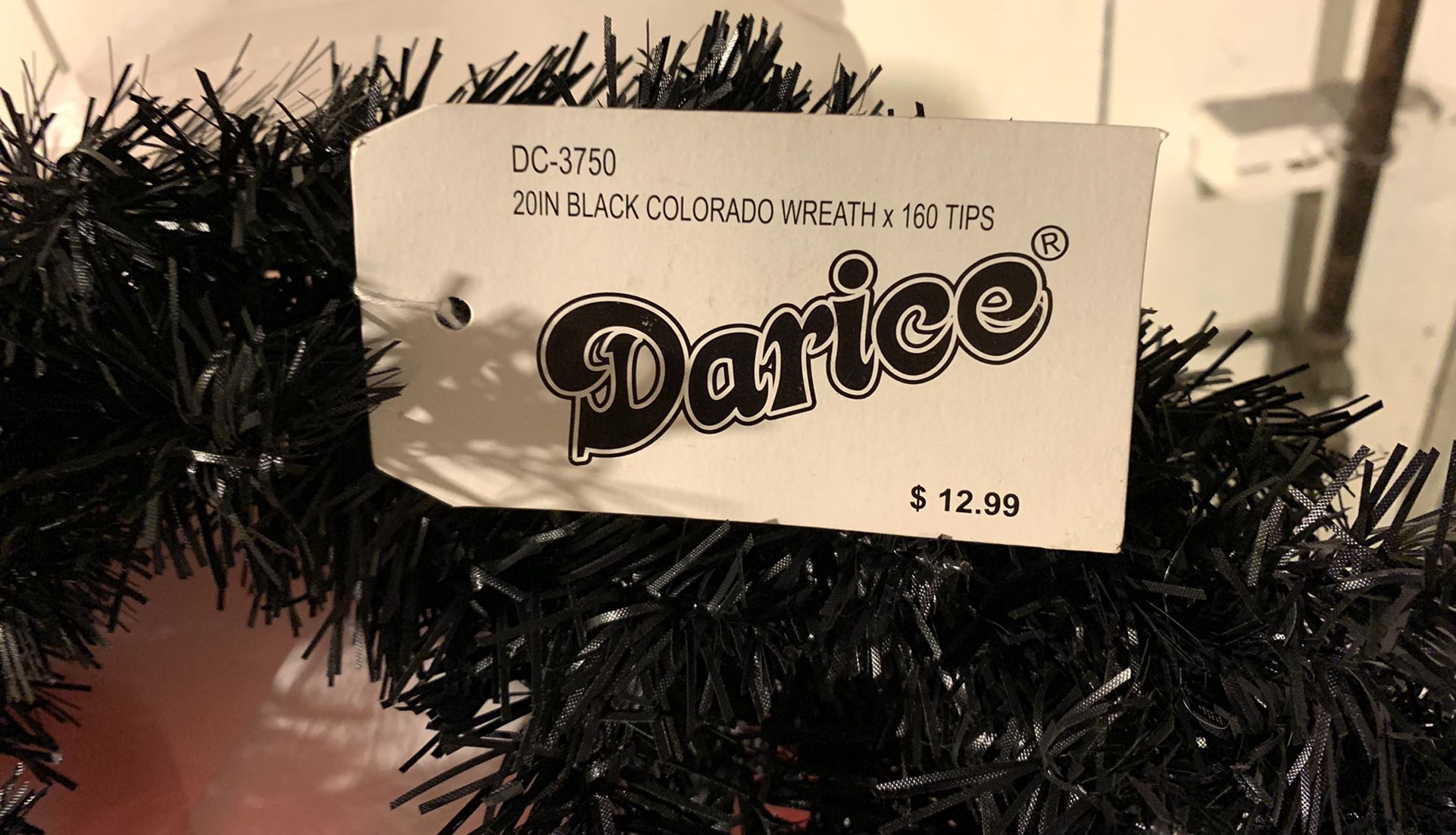 Darcie 20” Black Plain Wreath all Ready To Decorate For Halloween