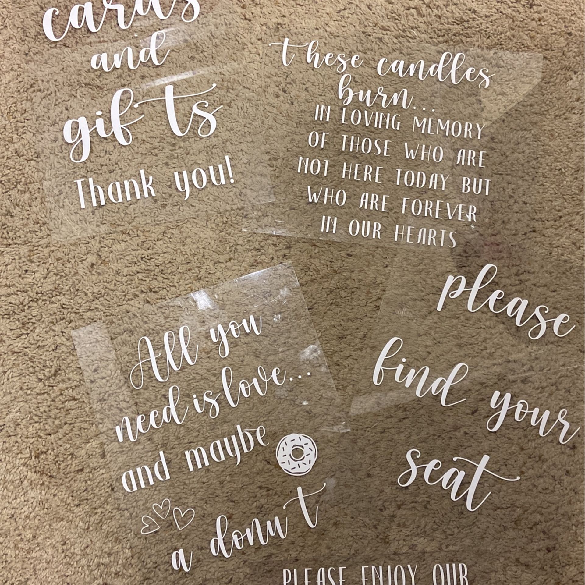 Acrylic Wedding Signs ($15 Each)