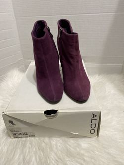 Aldo Women's Purple Dolly Suede Side Zip High Heel Ankle Boots Size 6.5 Thumbnail