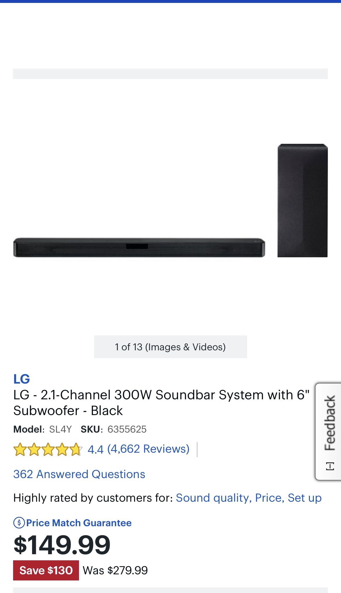 LG Sound bar With Sub Woofer