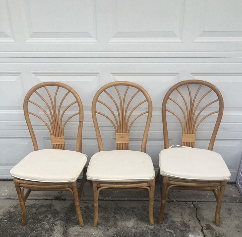 Set of (3) bamboo kitchen chairs