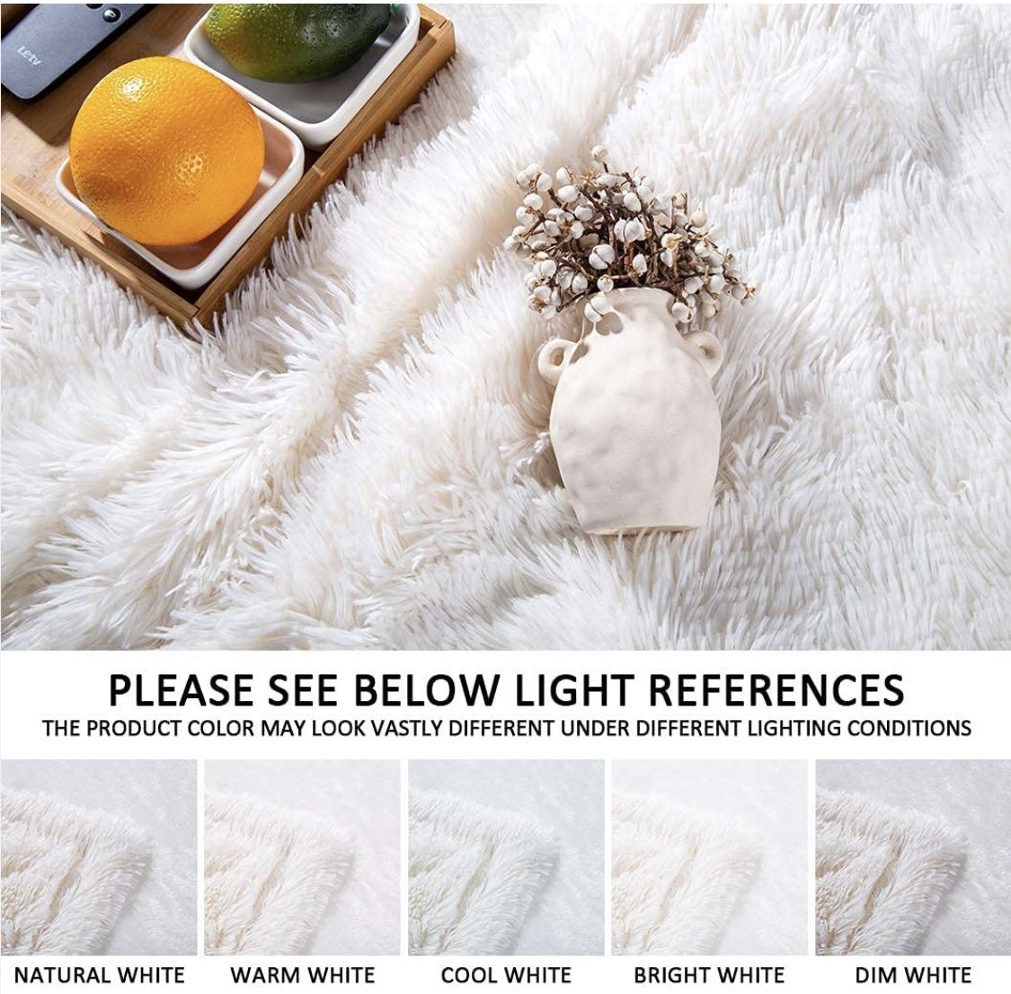 Thick Twin Size Faux Fur Throw Blanket(Cream White,60" x 80"),Whithout Pillows,Winter Lightweight Plush Fuzzy Soft Cozy Microfiber Comfy Bed Blanket f