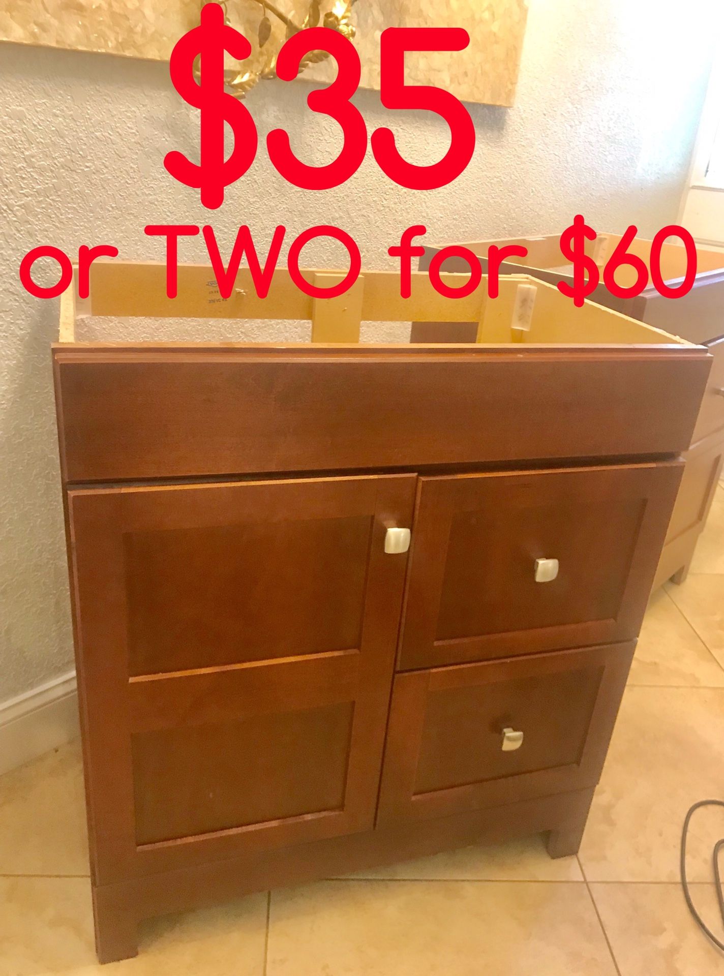 TWO 30” bathroom vanities purchased from HOME DEPOT for Sale in Coral