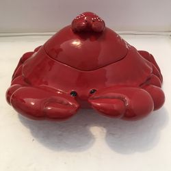 Red Crab Cookie Jar Home Studio Coastal Collection Beach Nautical Decor READ Thumbnail