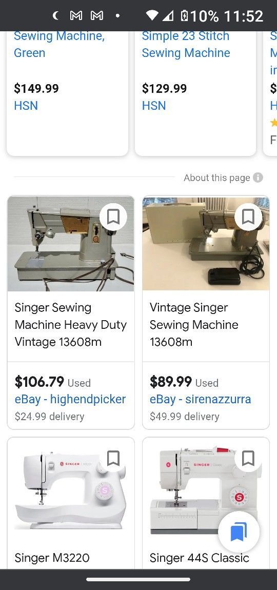 Singer Sewing Machine Model #13608M