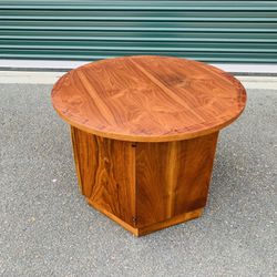 Beautiful Mid Century Modern Lane Walnut Round Nightstand End Table  Thumbnail