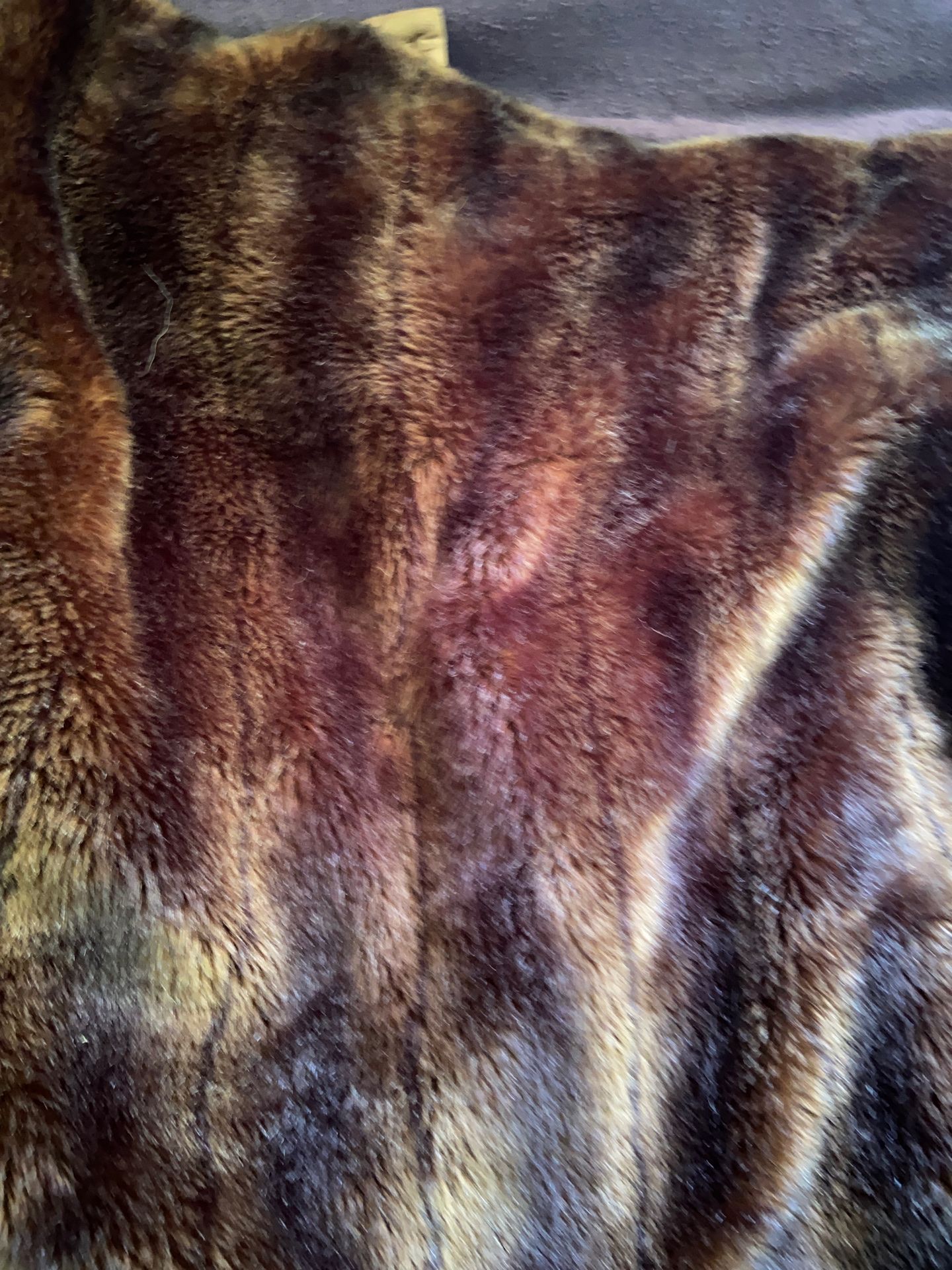 Soft synthetic brown fur blanket