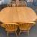 Solid Wood Dining Table w/ 6 Chairs & 2 Leafs. Thumbnail