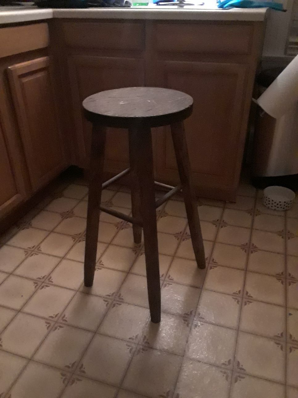 Brown wooden stool..4ft tall