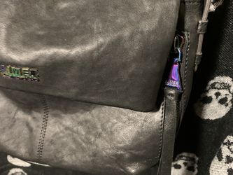 Amy Kestenberg Black Leather Crossbody Handbag Purse Metallic Rainbow Hardware Thumbnail