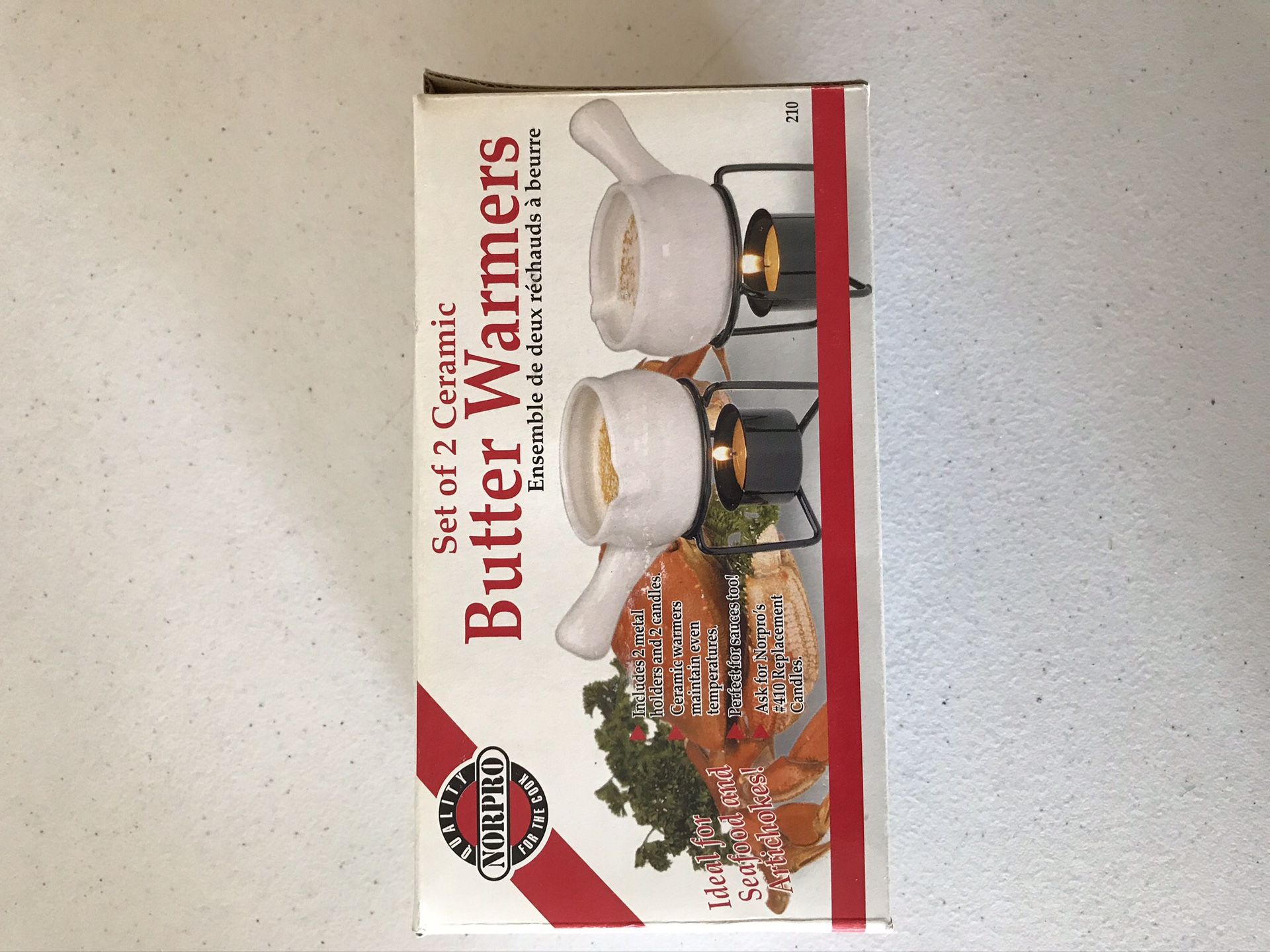 2 sets of 2 Ceramic Butter Warmers (4 total warmers) with Stand and candles