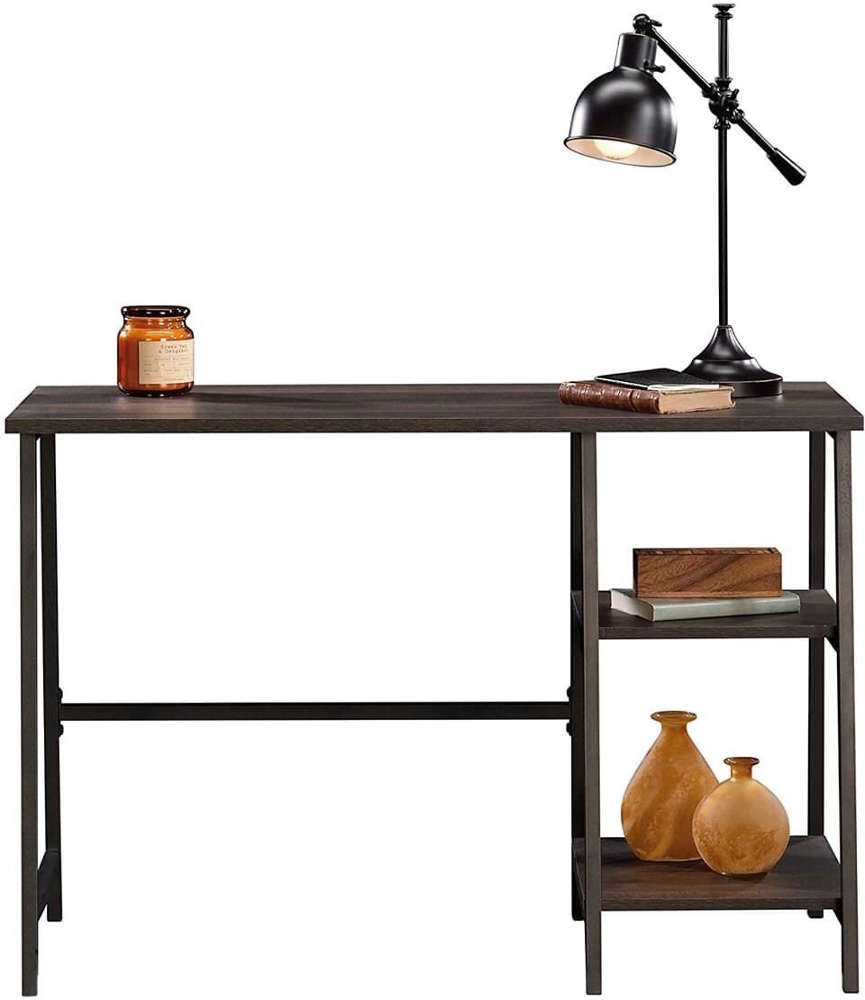 Cömpütër Désk with Böökshëlf, stüdy täblë, wörkspäcë, smoked öäk fïnïsh