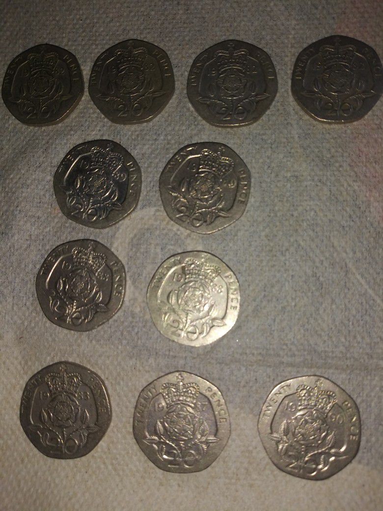 Collectible Queen Elizabeth II 20 Pence Coins..