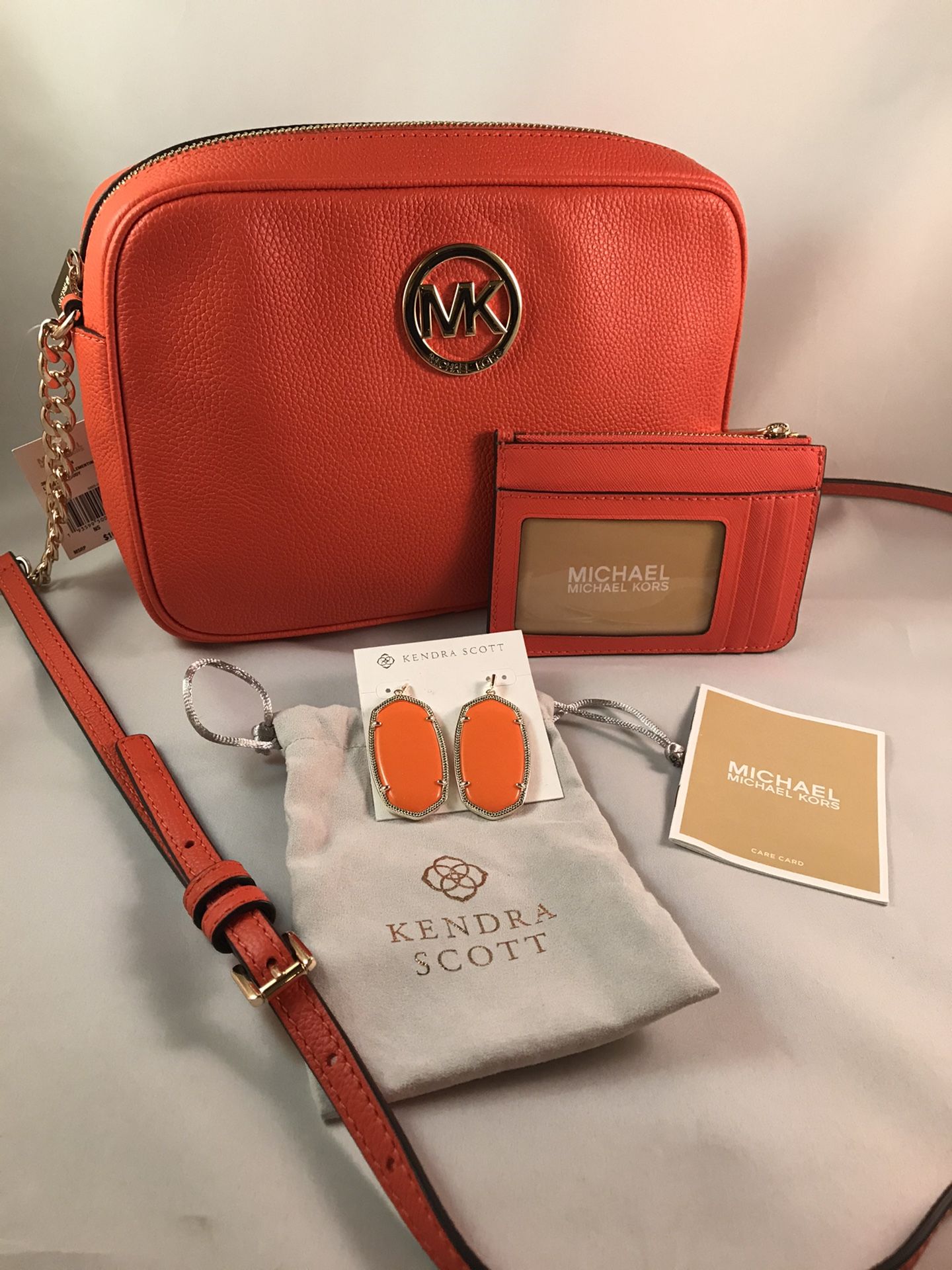 Michael Kors Cross Purse, Wallet & Kendra Scott Earrings