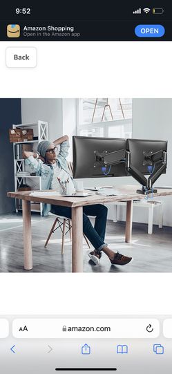 MOUNTUP Dual Monitor Stand, Fully Adjustable Gas Spring Dual Monitor Mount, Monitor Desk Mount with C Clamp, Grommet Mounting Base, Double Monitor Arm Thumbnail