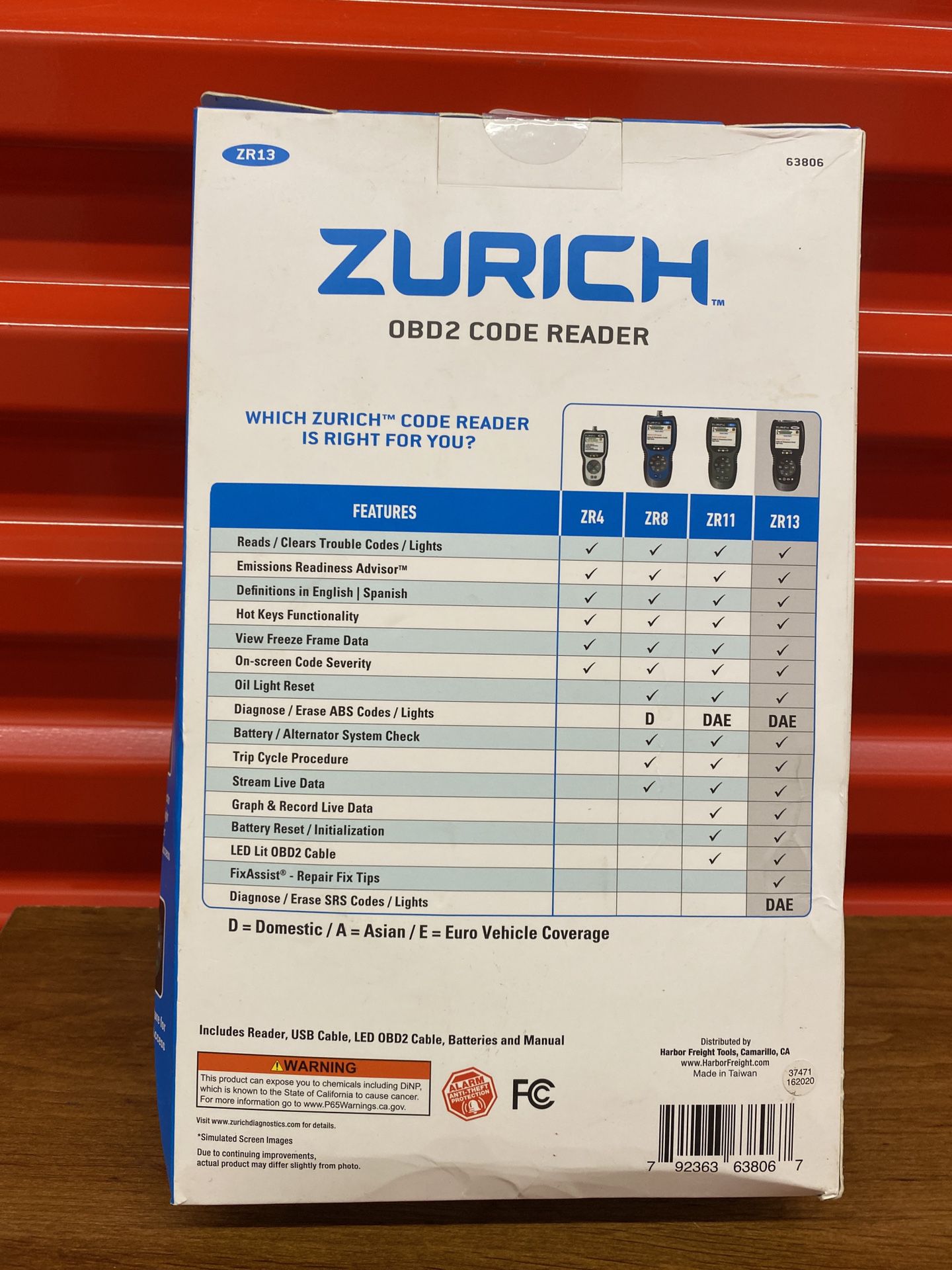 Zurich ZR13 OBD2 Code Reader  For $200