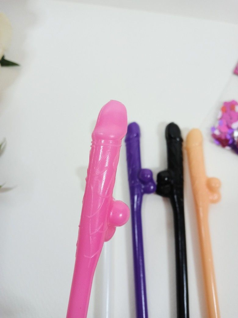 Funny Naughty Bachelorette Straws. 24 Willy Straws. Dicky Straws. Funny Party Decoration. Naughty Confetti.