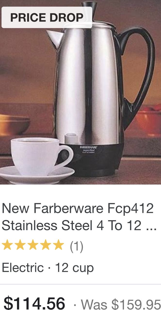 $25 Only Vintage Farberware Super fast Fully Automatic Stainless Steel Coffee Pot . Electrical Works like new. Sells from $100-$200