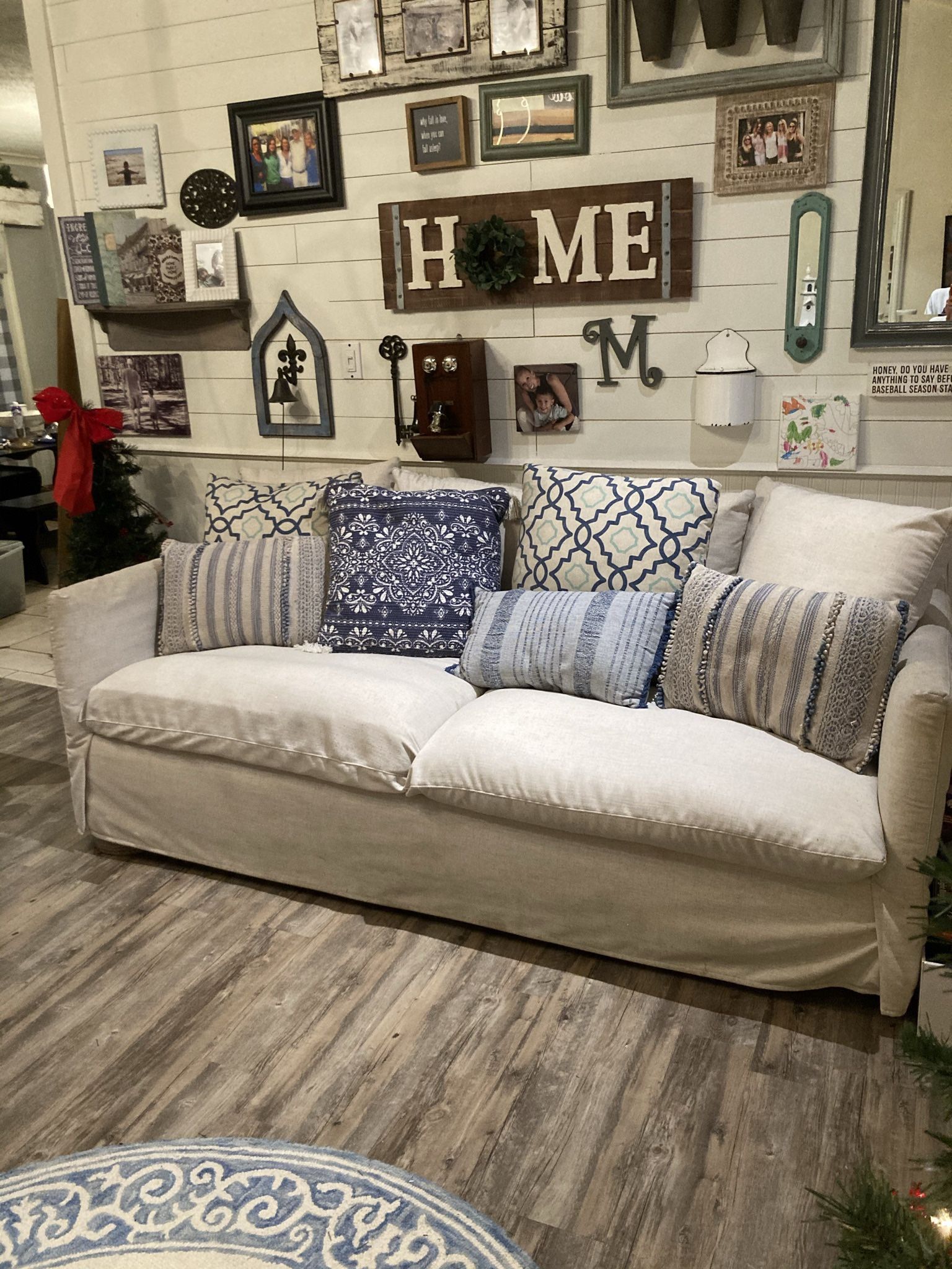 Extra Large Off White Linen Couch